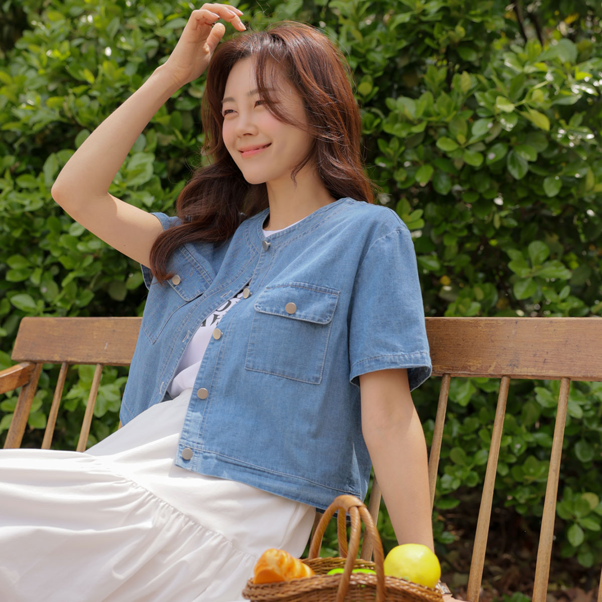 Summer no-collar denim jacket