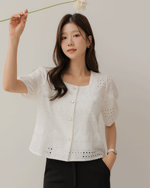 rose punching square blouse