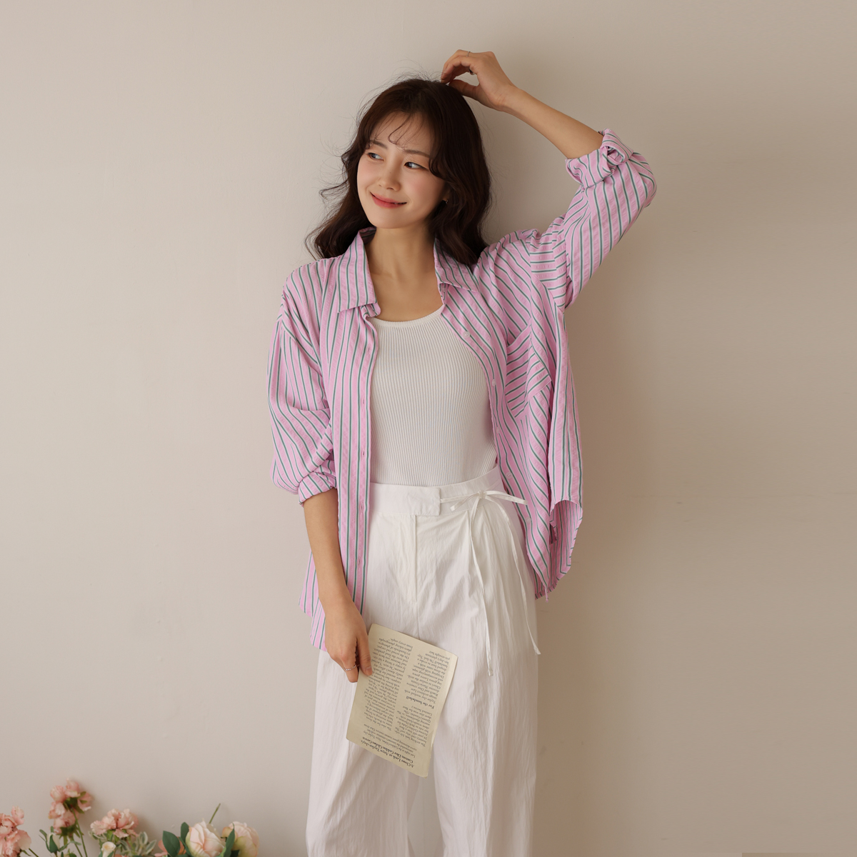 Natural loose fit Striped shirt