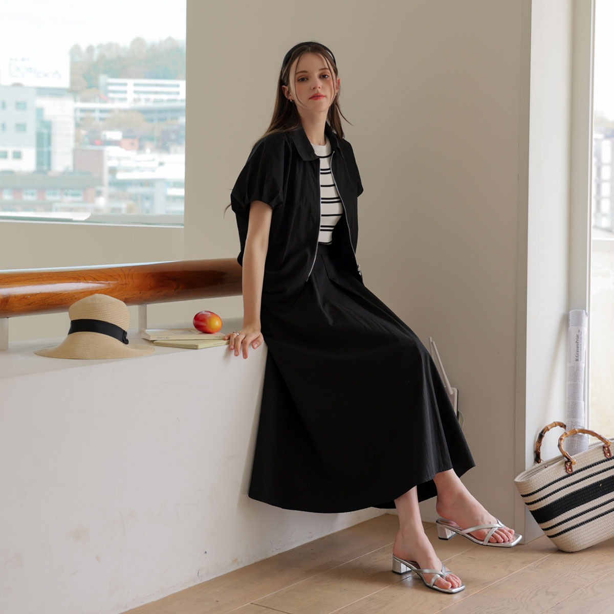 <b>[Limited Quantity SALE]</b> [EMBLUM] Zip-Up Cap Sleeve Set