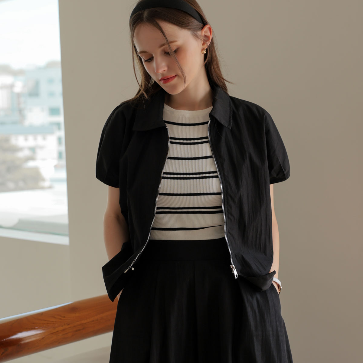 <b>[Limited Quantity SALE]</b> [EMBLUM] Zip-Up Cap Sleeve Set