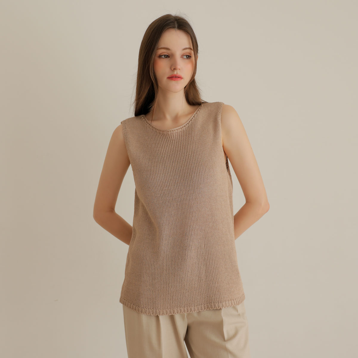 [Emblem] Cooling sleeveless linen knit