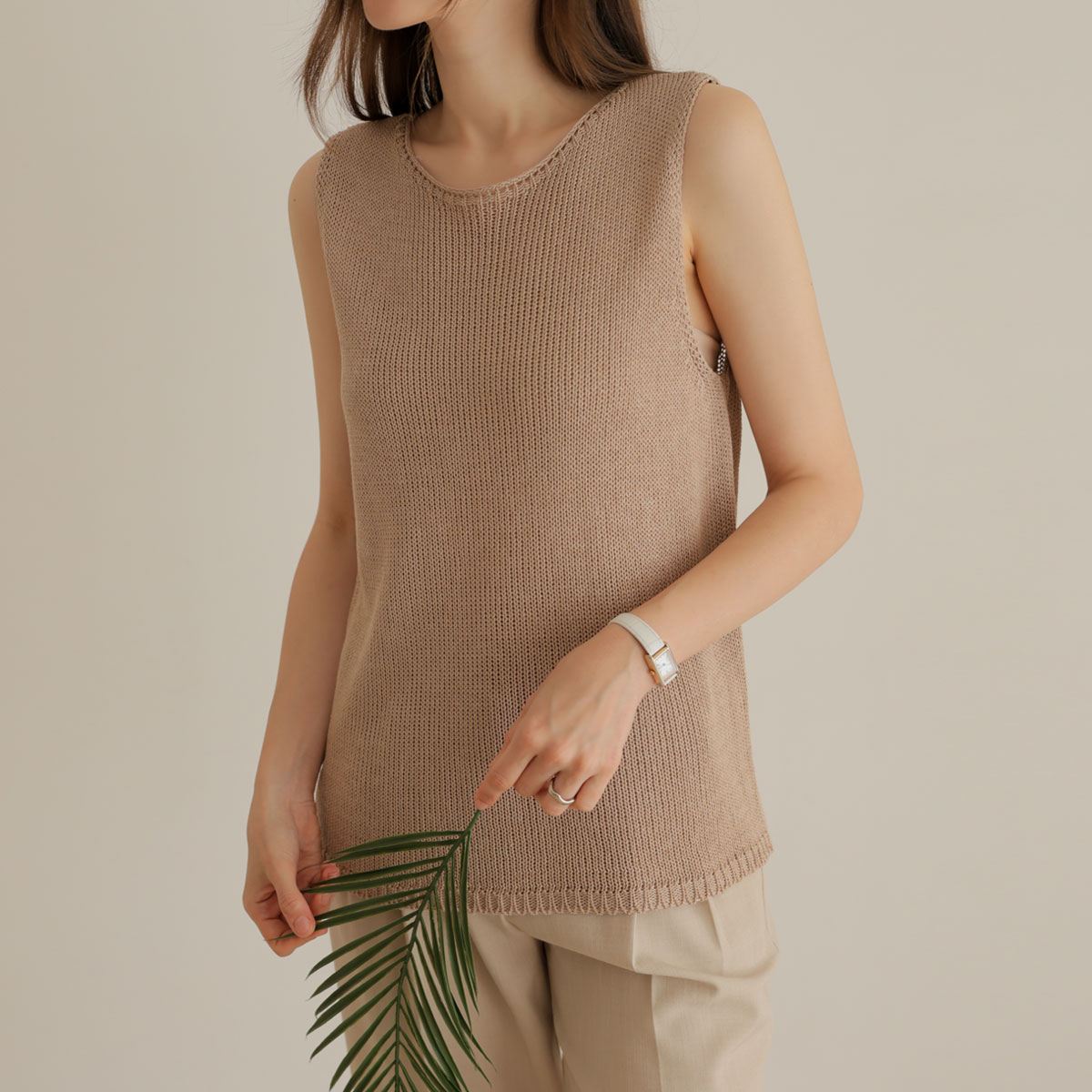 [Emblem] Cooling sleeveless linen knit