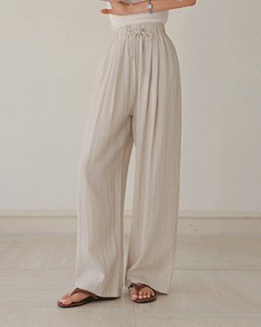 Sarangpintuck wide banding linen pants