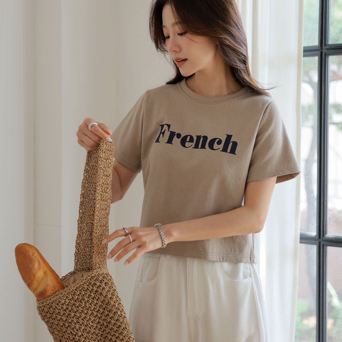 French cropped short sleeve tee