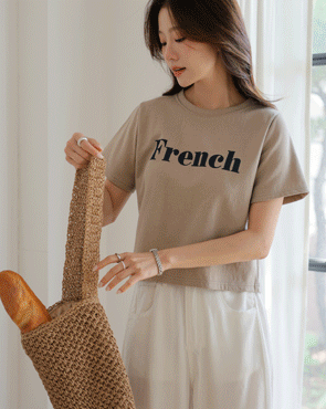 French cropped short sleeve tee
