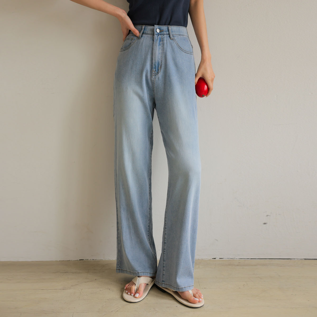 3TYPE Cooliocell back pocket wide denim pants