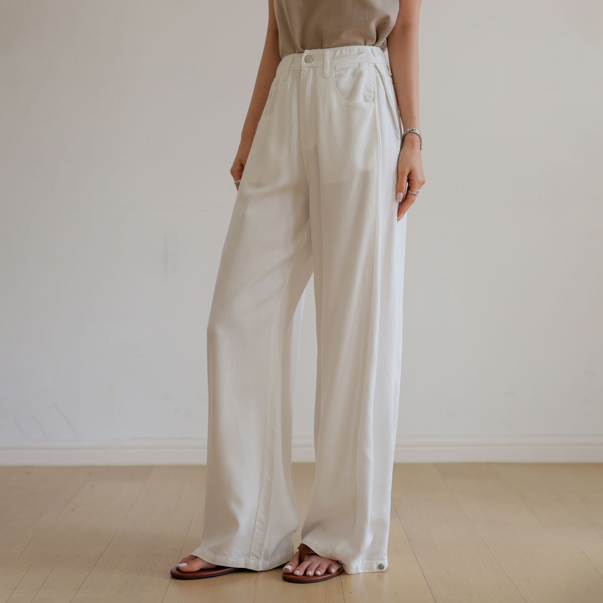 3TYPE Cooliocell back pocket wide denim pants