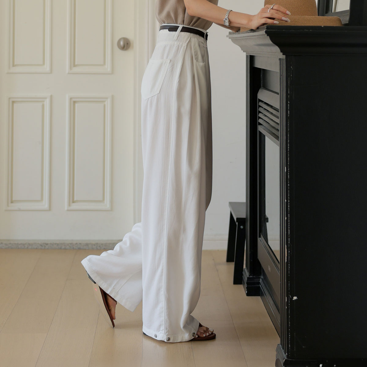 3TYPE Cooliocell back pocket wide denim pants