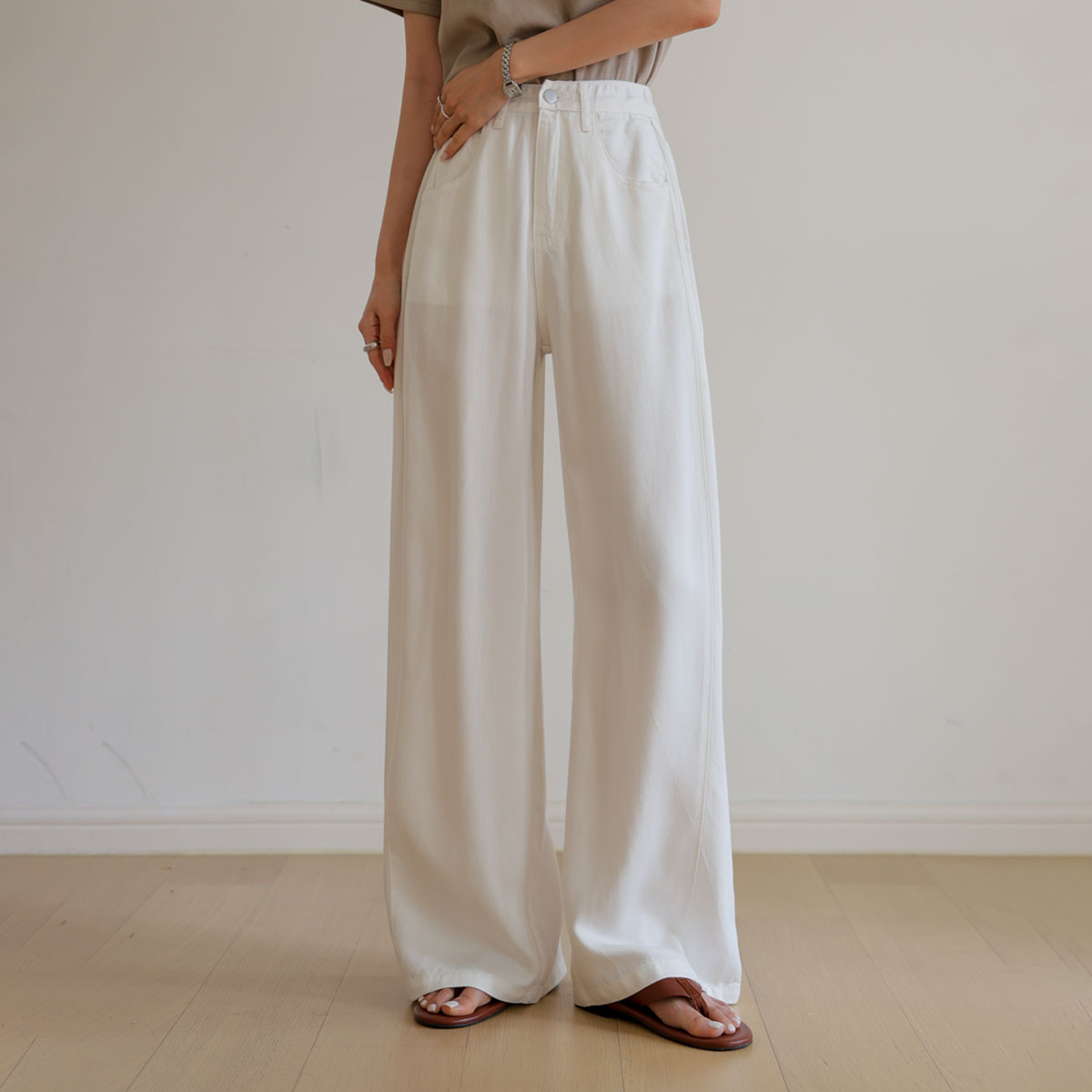 3TYPE Cooliocell back pocket wide denim pants