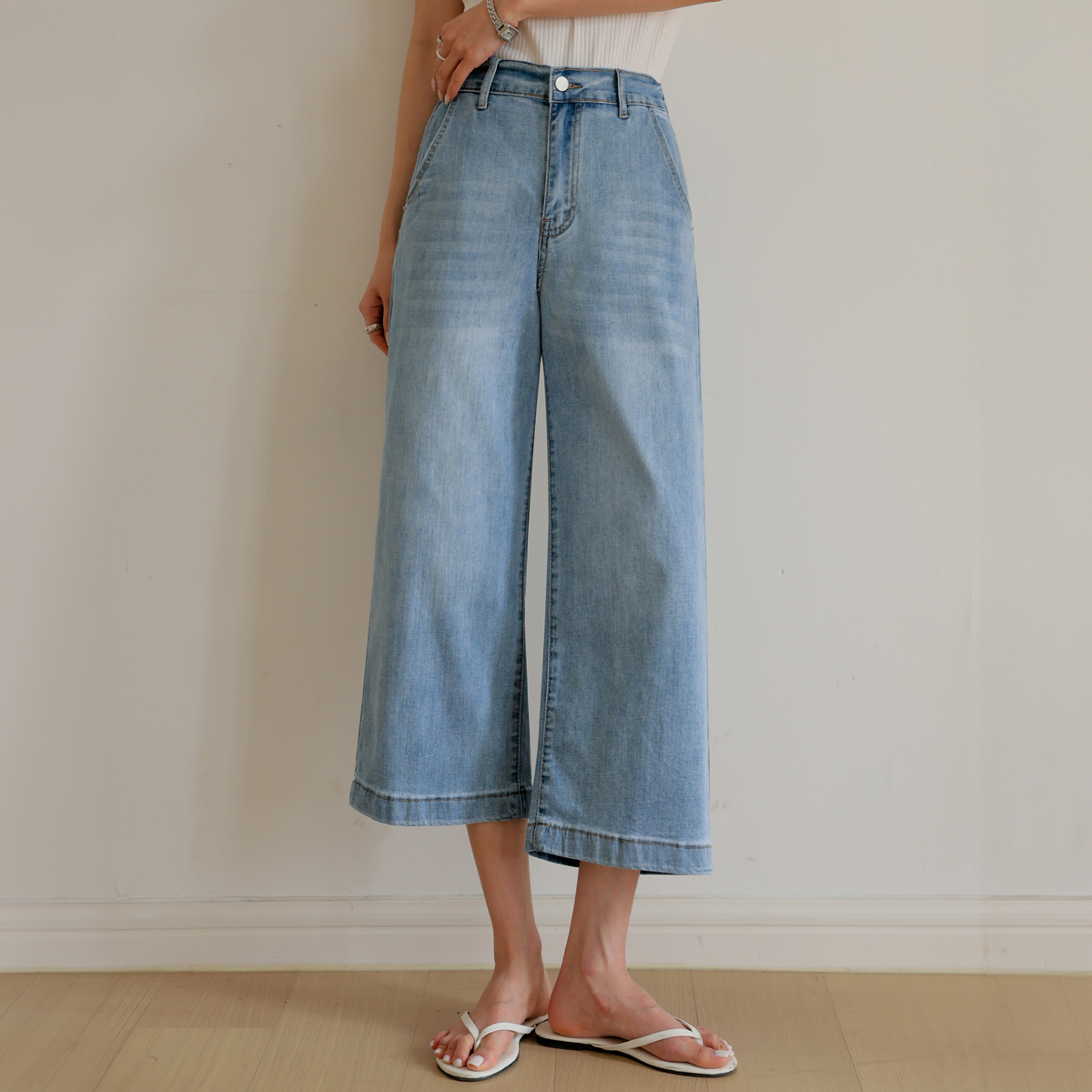 Correction fit 7-part wide denim pants