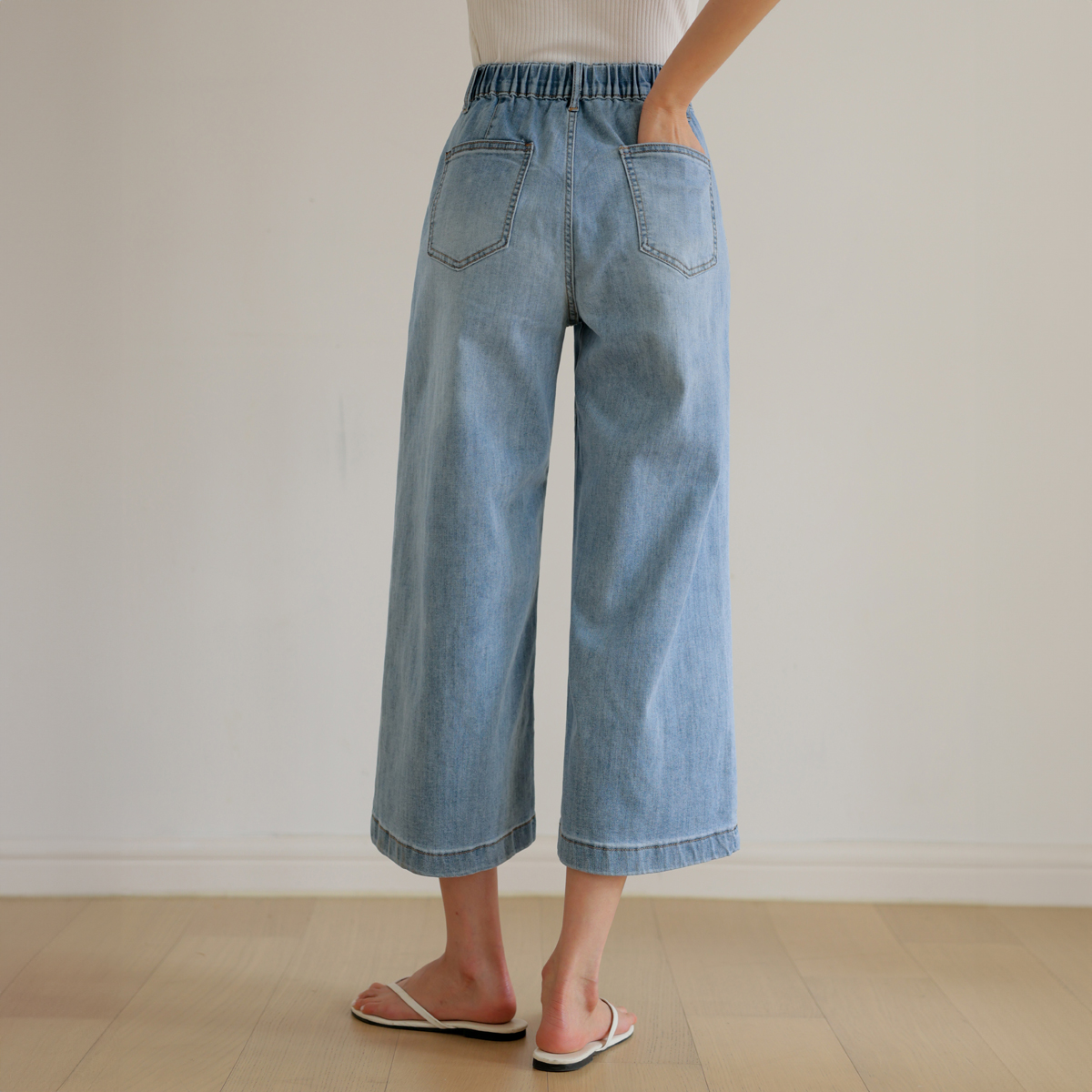 Correction fit 7-part wide denim pants