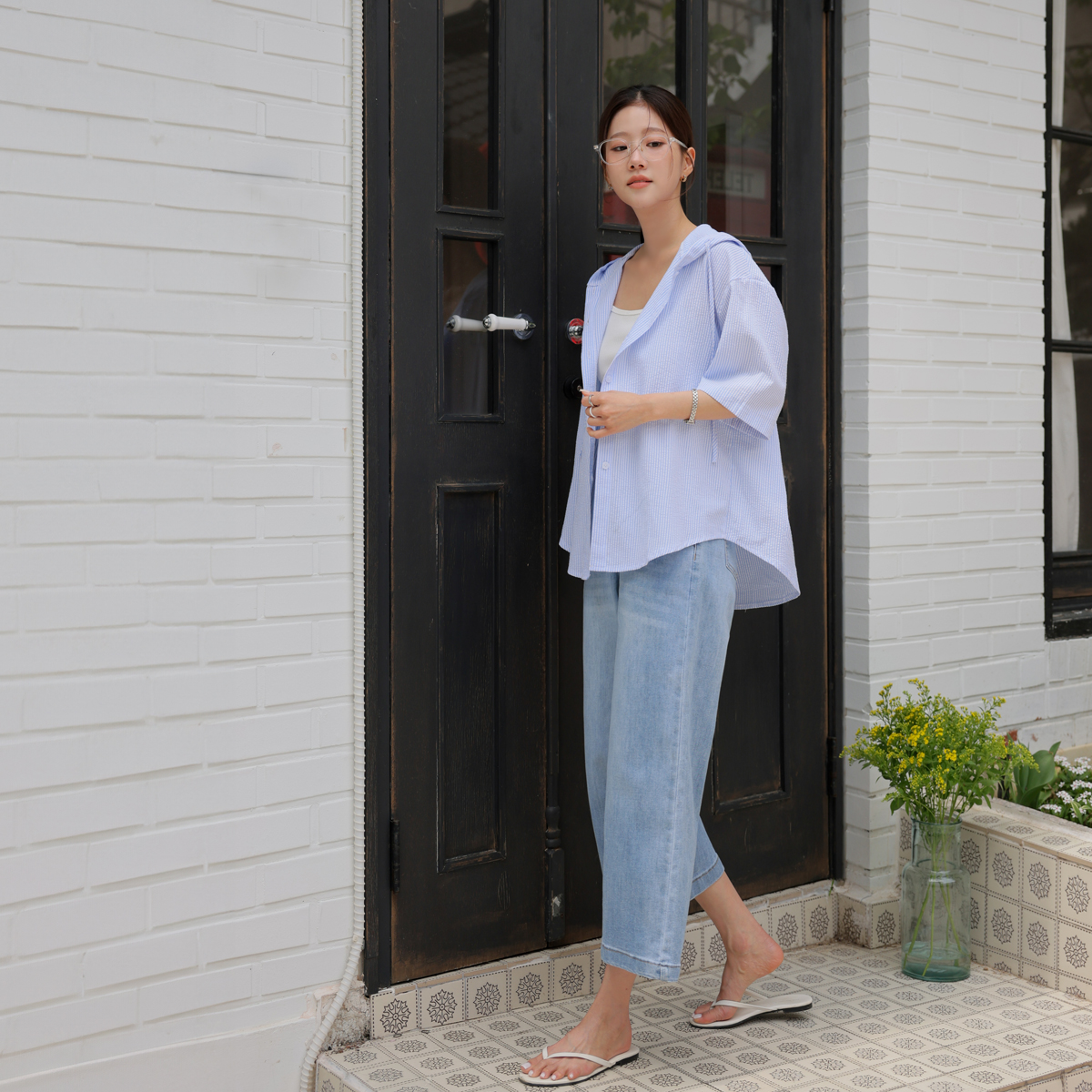 Correction fit 7-part wide denim pants