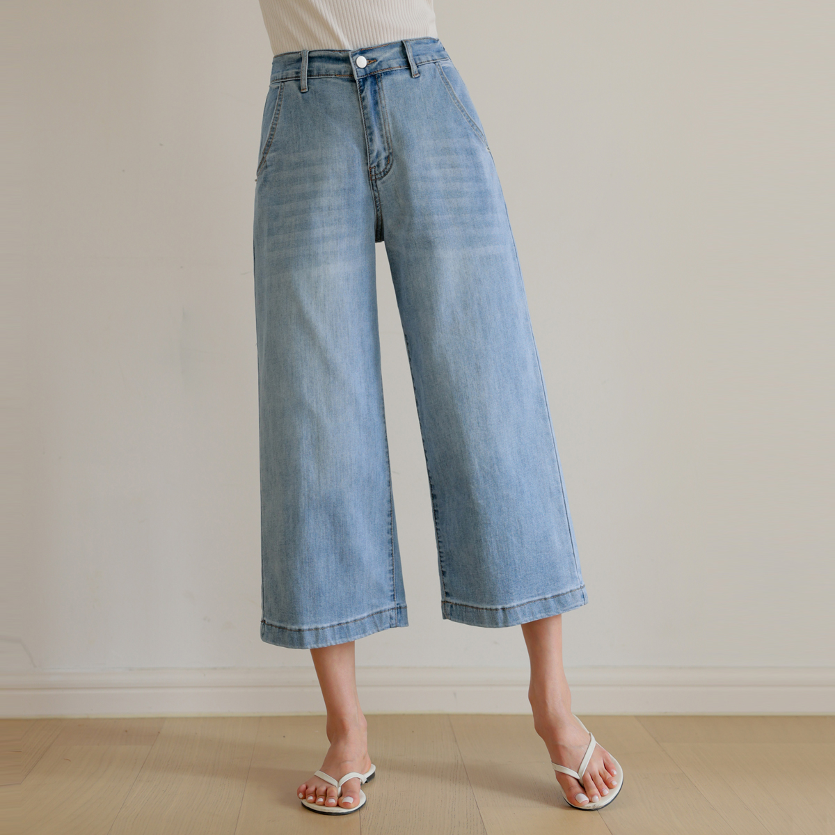 Correction fit 7-part wide denim pants