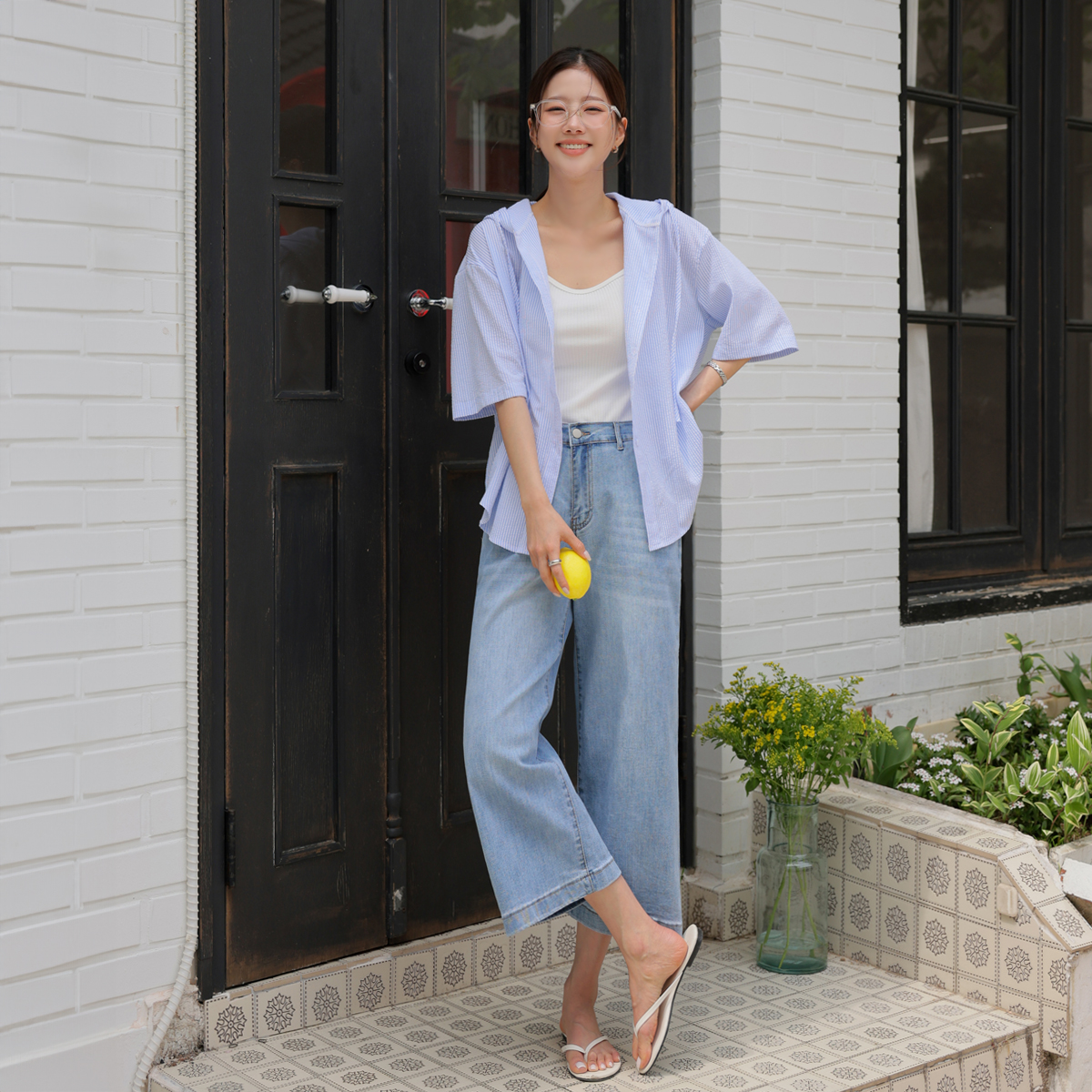 Correction fit 7-part wide denim pants