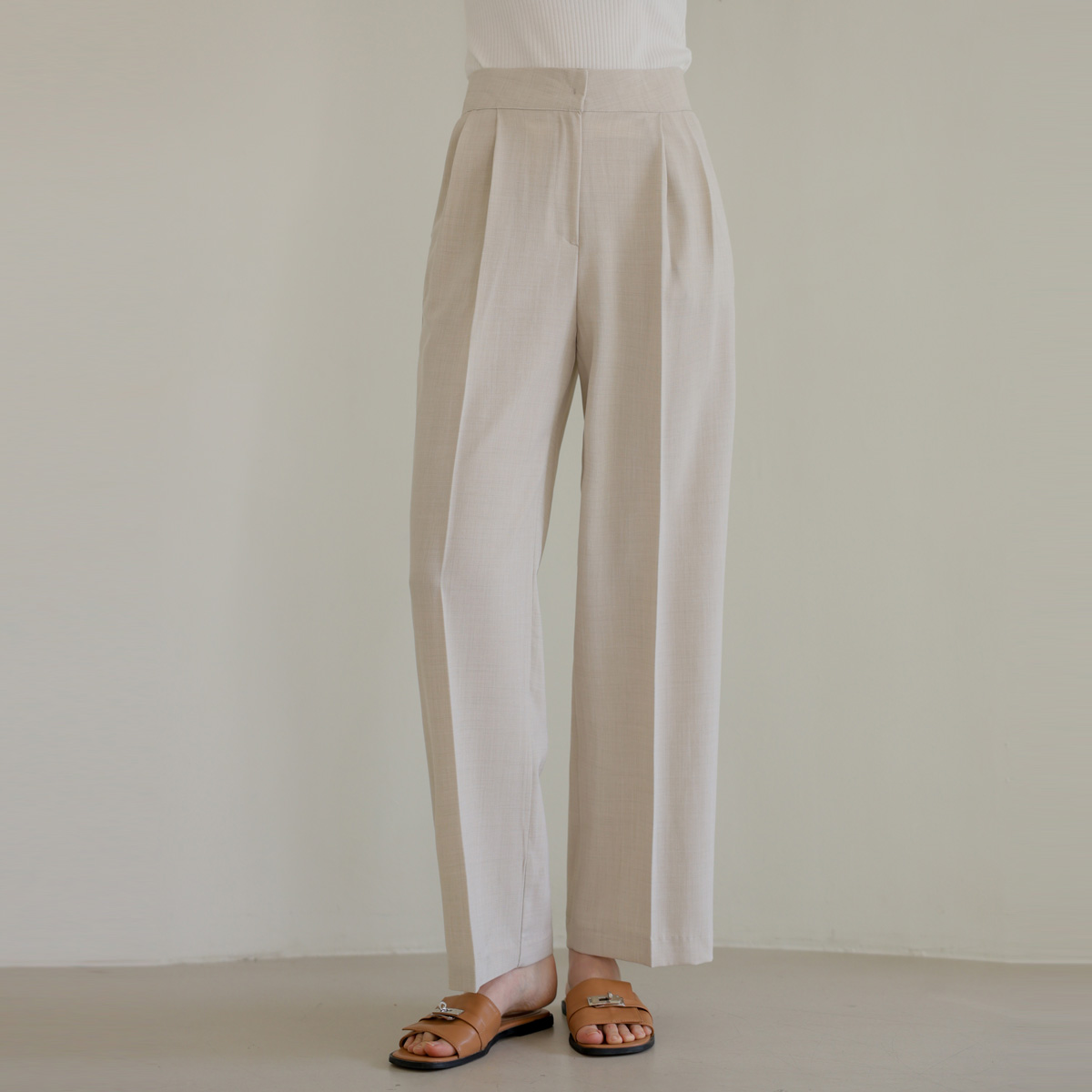 [Emblem] Summer lightweight loose fit wide slacks