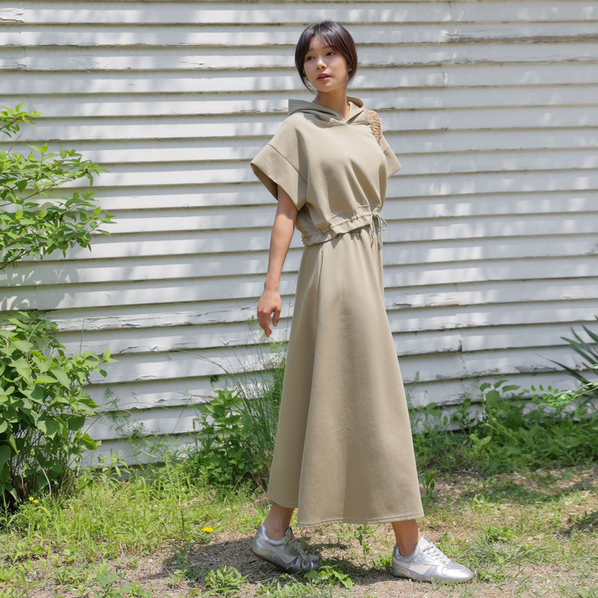 <b>[Limited quantity SALE]</b> String hood flare top and bottom set