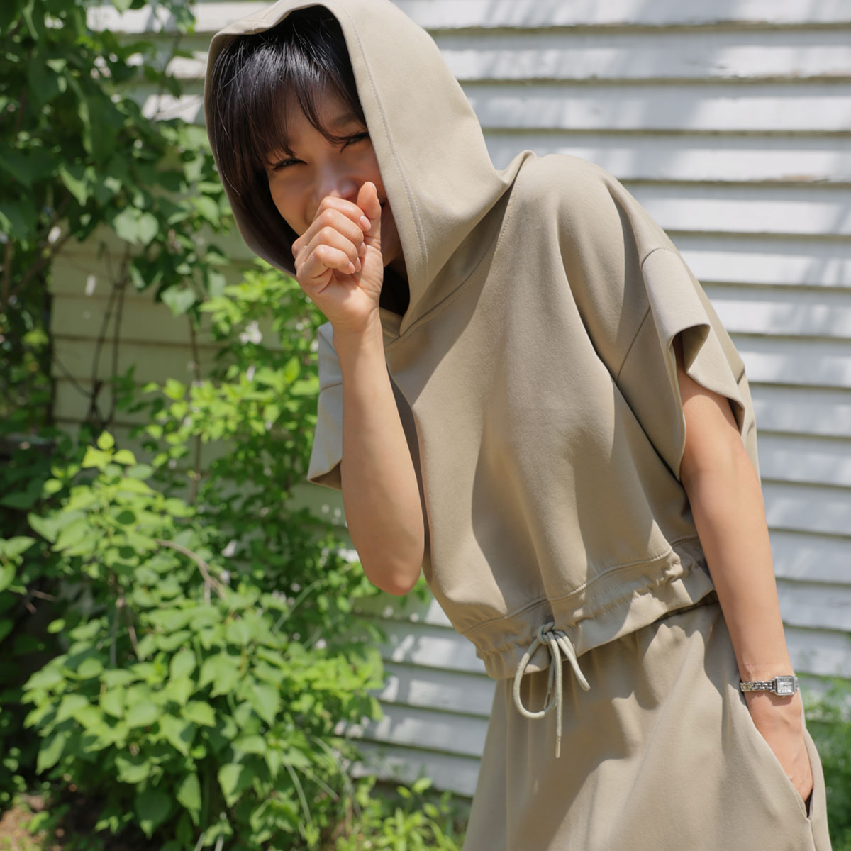 <b>[Limited quantity SALE]</b> String hood flare top and bottom set