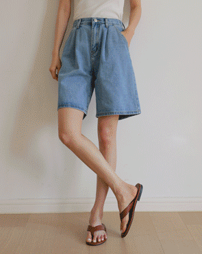 Cool and tan pin tuck denim pants