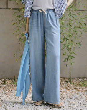 Charur Cooling Wide Banding Denim Pants