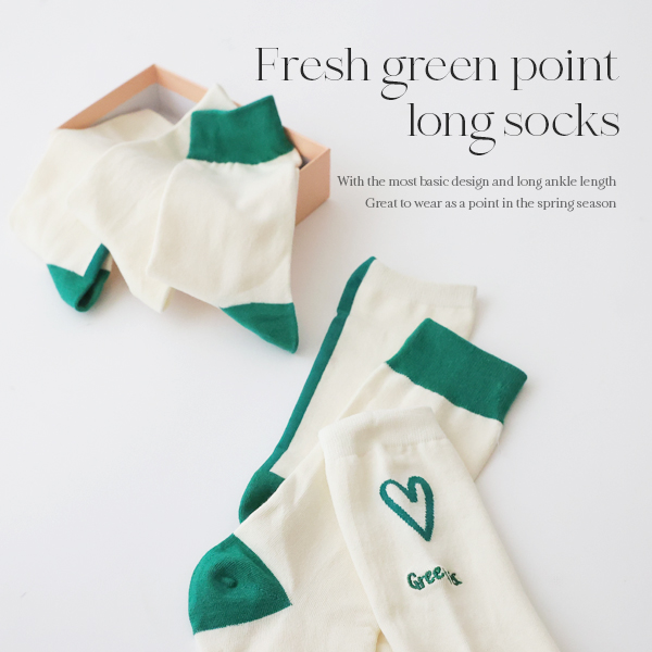 3 types of refreshing green point long socks