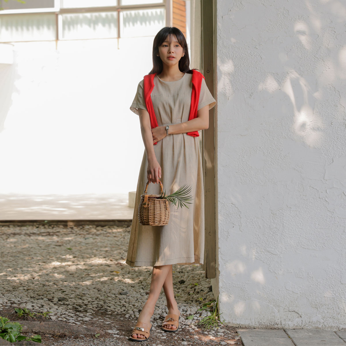 Cooling Linen Pin Tuck One Piece