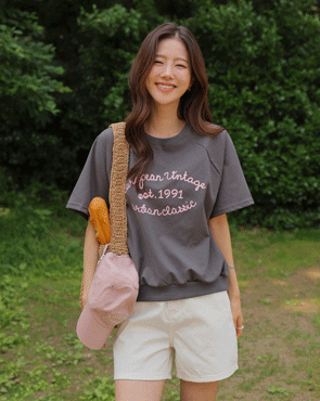 Lettering Linen Man-to-Man Tee