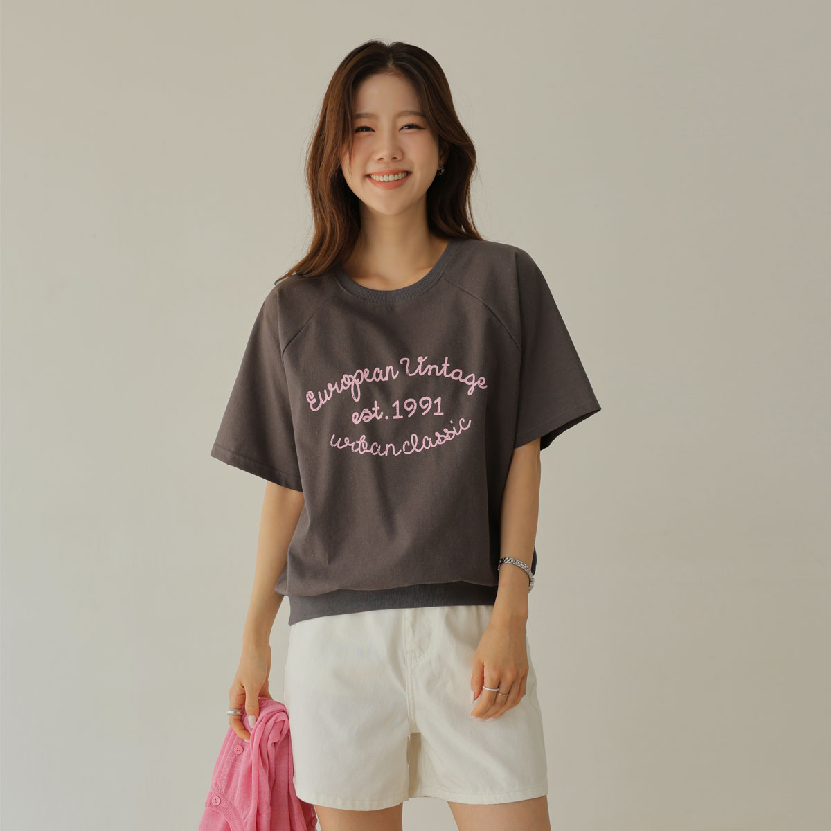 Lettering Linen Man-to-Man Tee