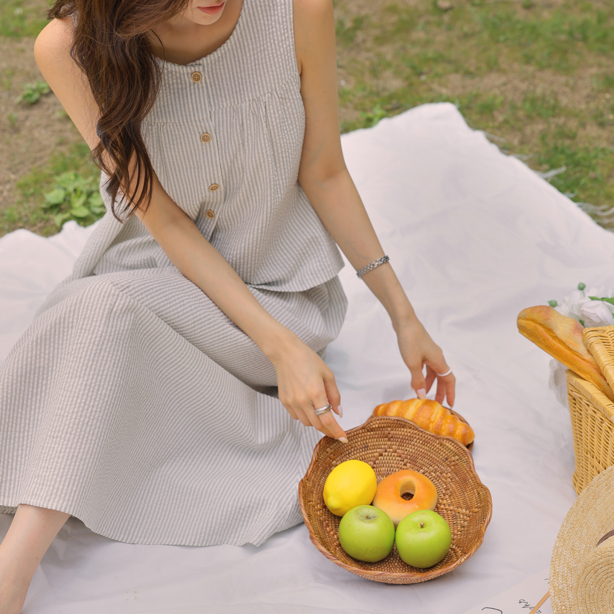 Cool Seersucker Stripe Top and Bottom Set