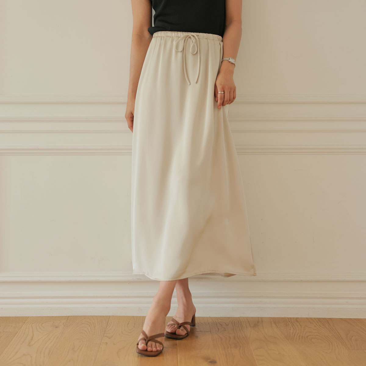 <b>[Limited Quantity SALE]</b> Awesome Char Banding Silk Skirt