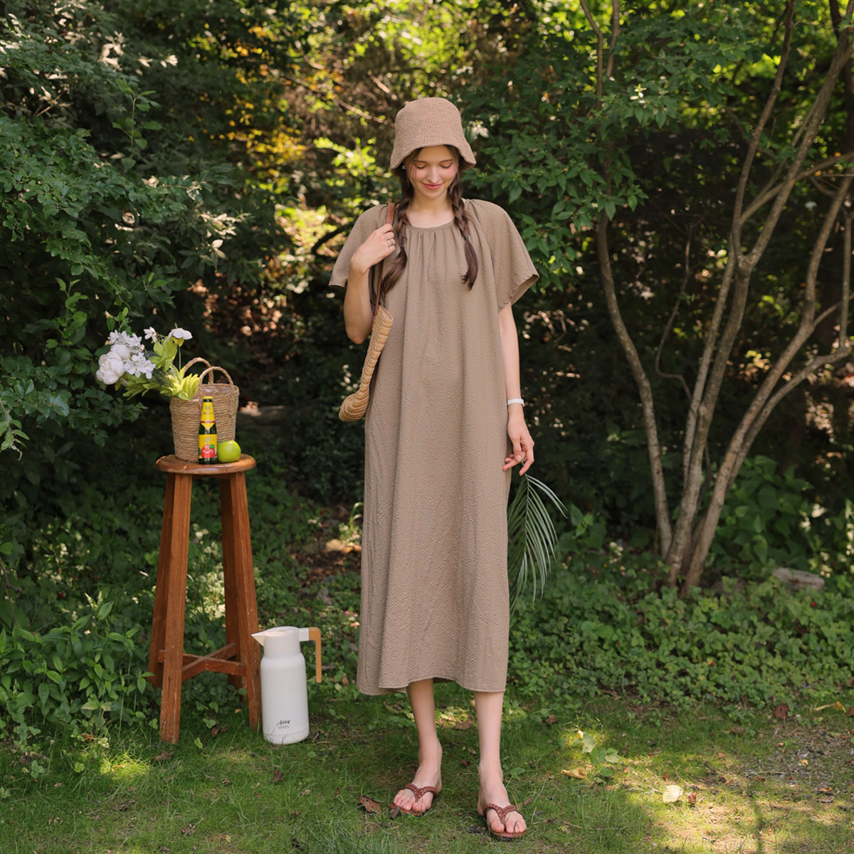 <b>[Made]</b> Symbol flare sleeve support one-piece