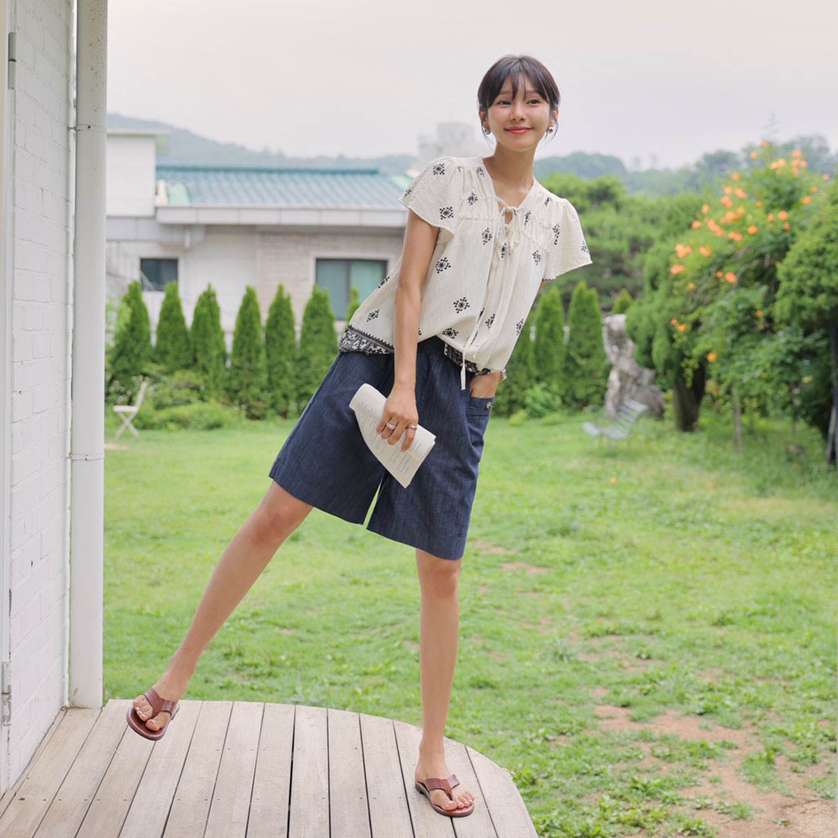 Button Pocket Banding 5-part Pants