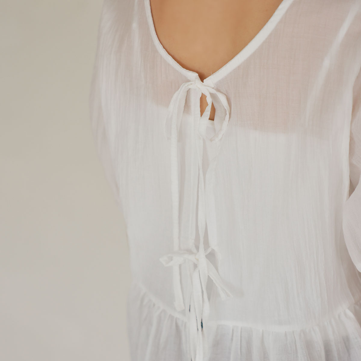 Back Ribbon Lyocell Ribbon Blouse