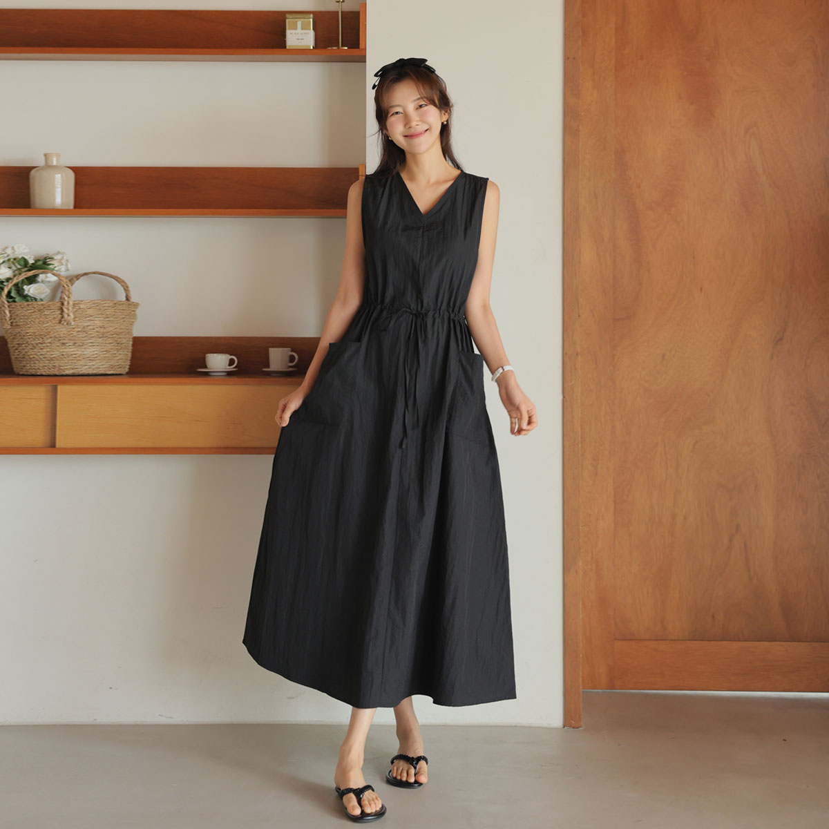 Windswept string flare one-piece