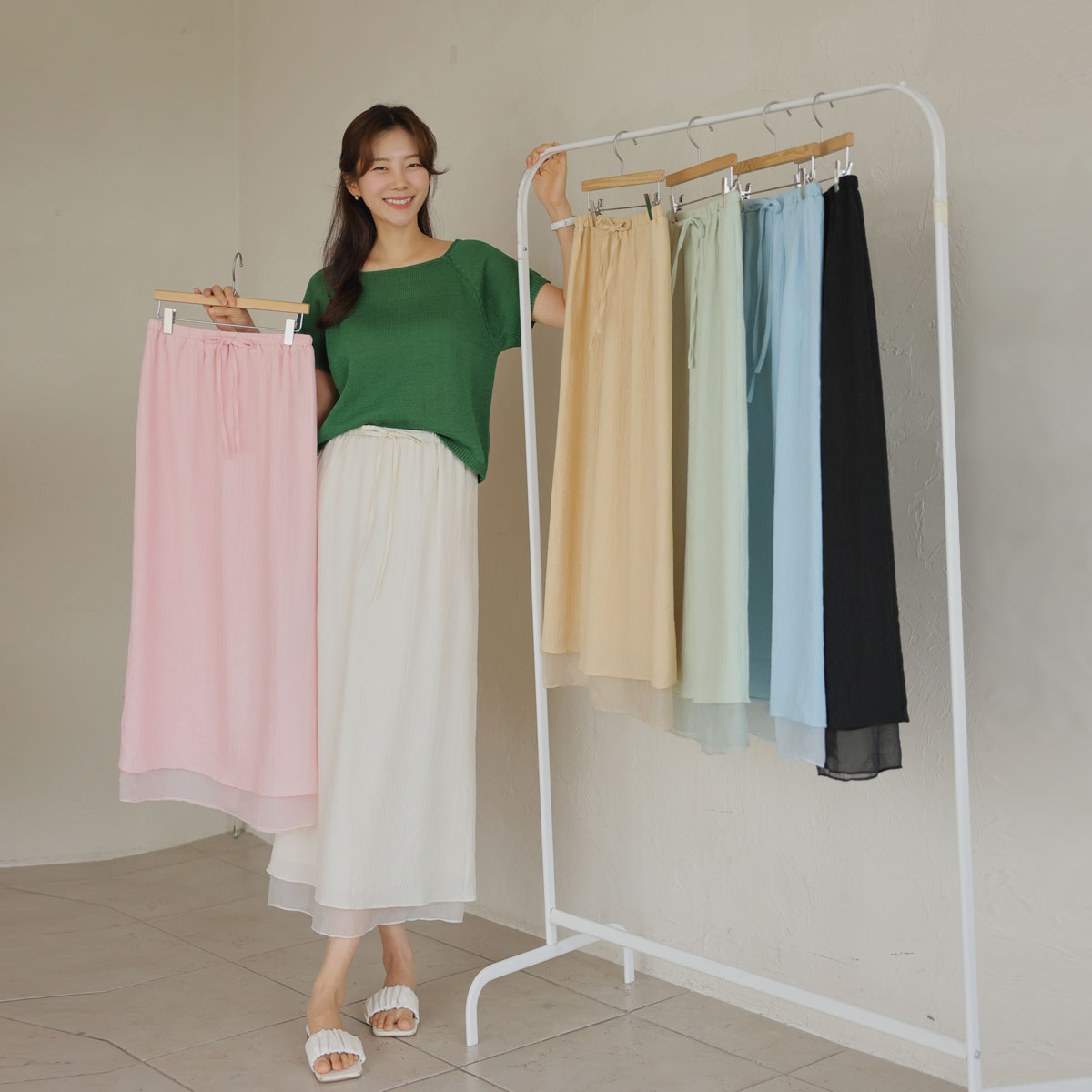 Layered Riosell Chiffon Banding Skirt