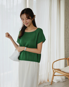 Forest square neck short sleeve knit