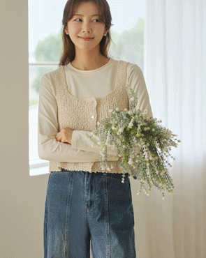 Monggolpopcorn layered knit bustier