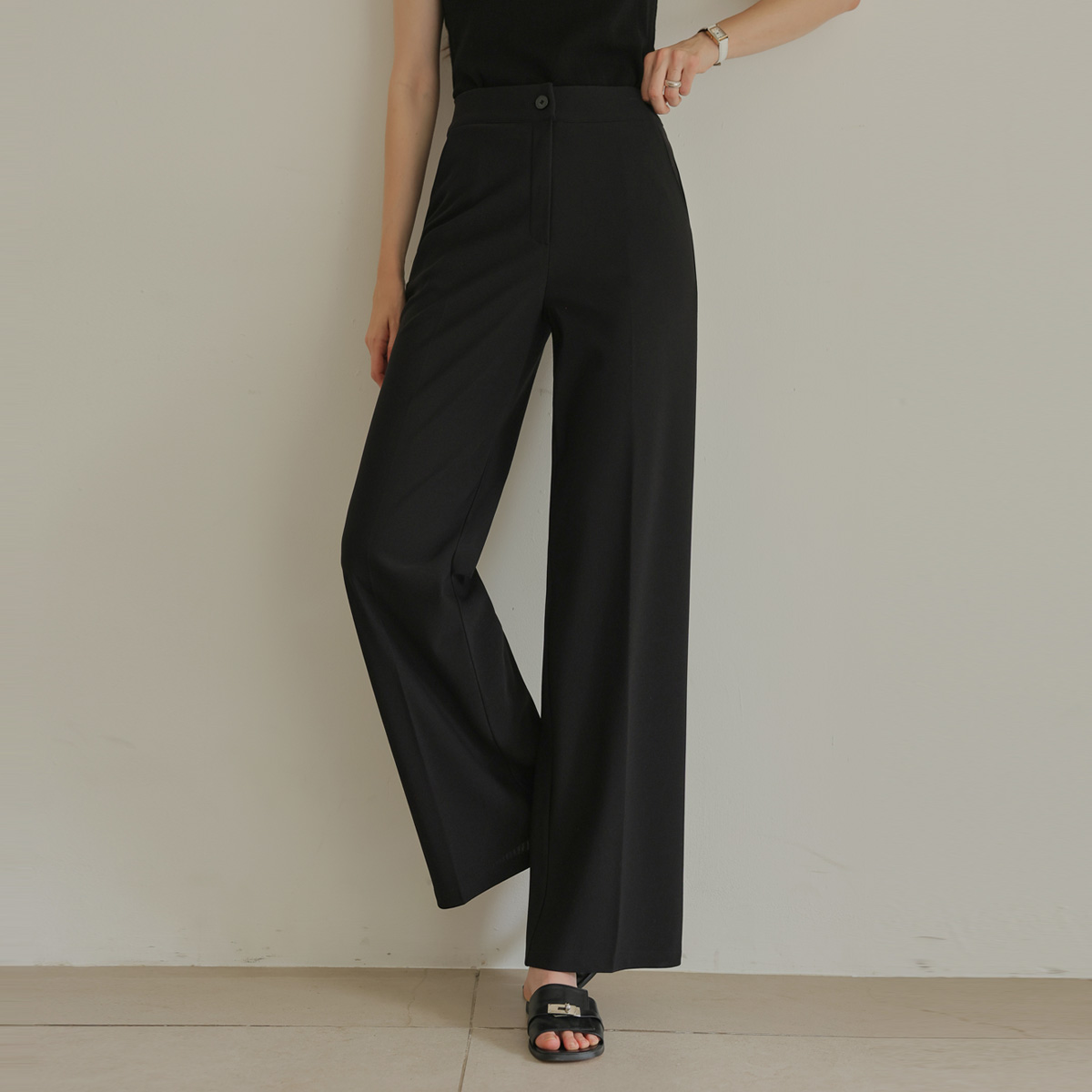 <b>[Made]</b> Mochi chewy banding wide slacks (light)