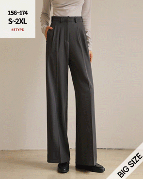 3TYPE Button-adjustable pin-tuck wide slacks