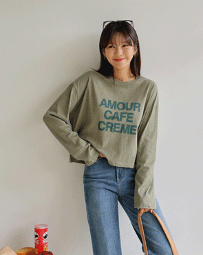 Cafe Lettering Pigment Long Sleeve T-shirt
