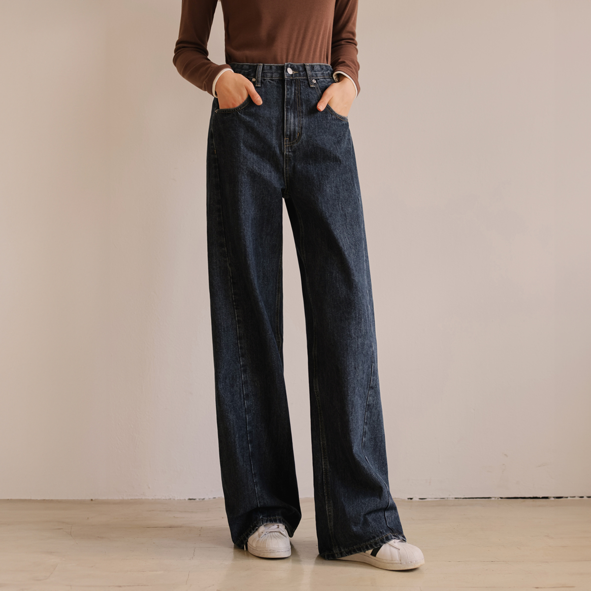 3TYPE optical illusion wide denim pants