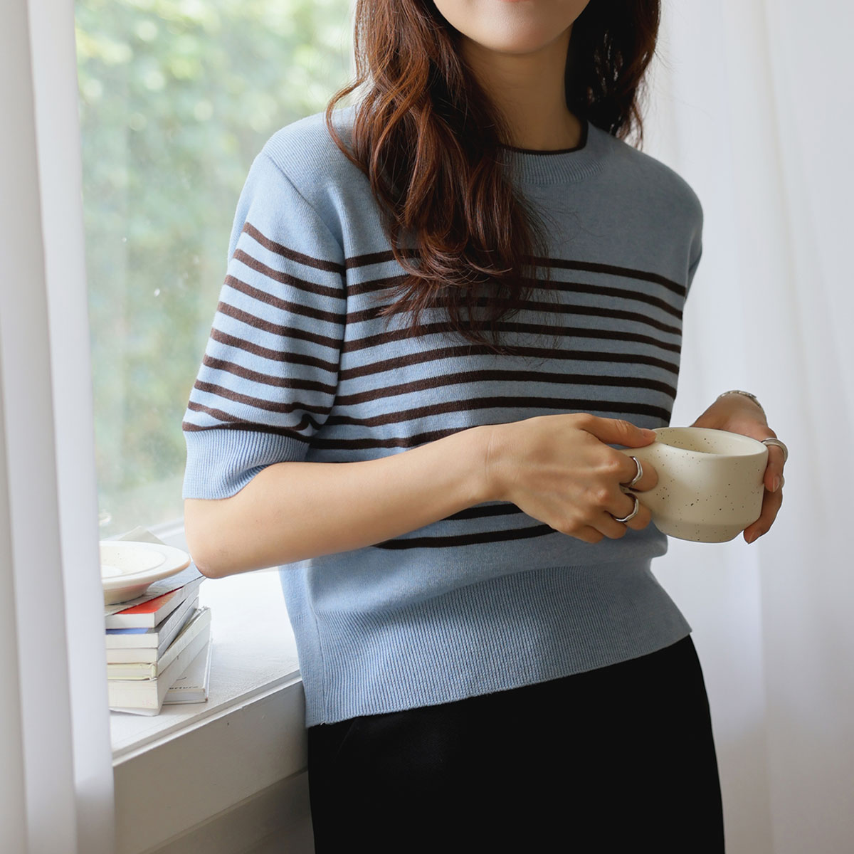 Soft 5-part single-breasted knit