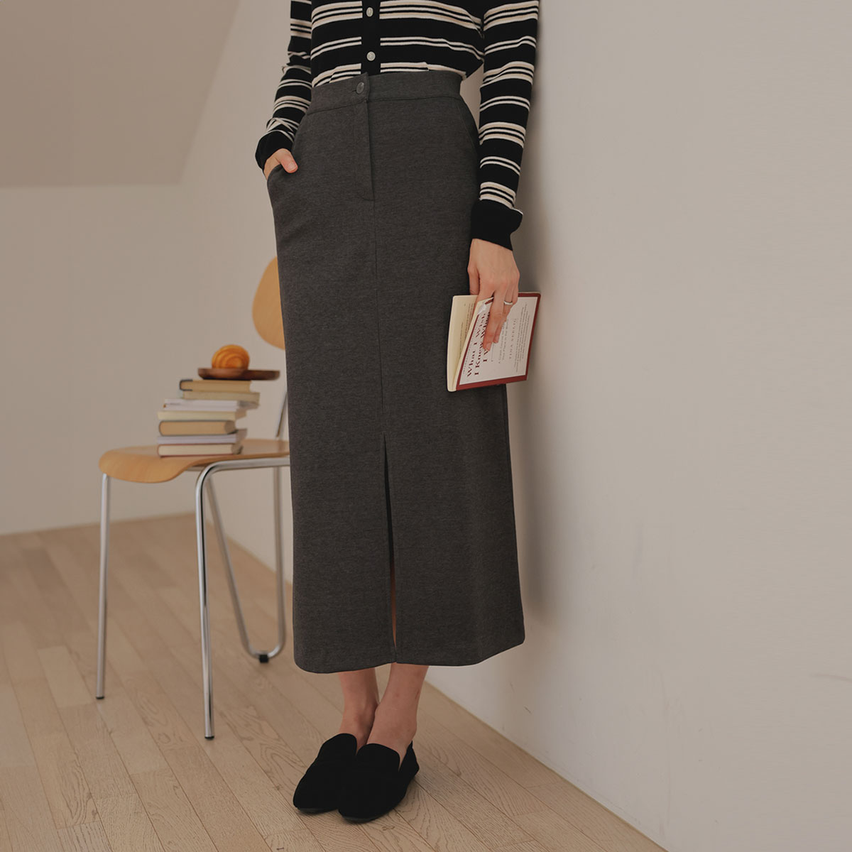 <b>[Made]</b> Comfortable and stretchy tension slit rong skirt