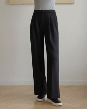 Lizfit two-tuck wide slacks (band waist)