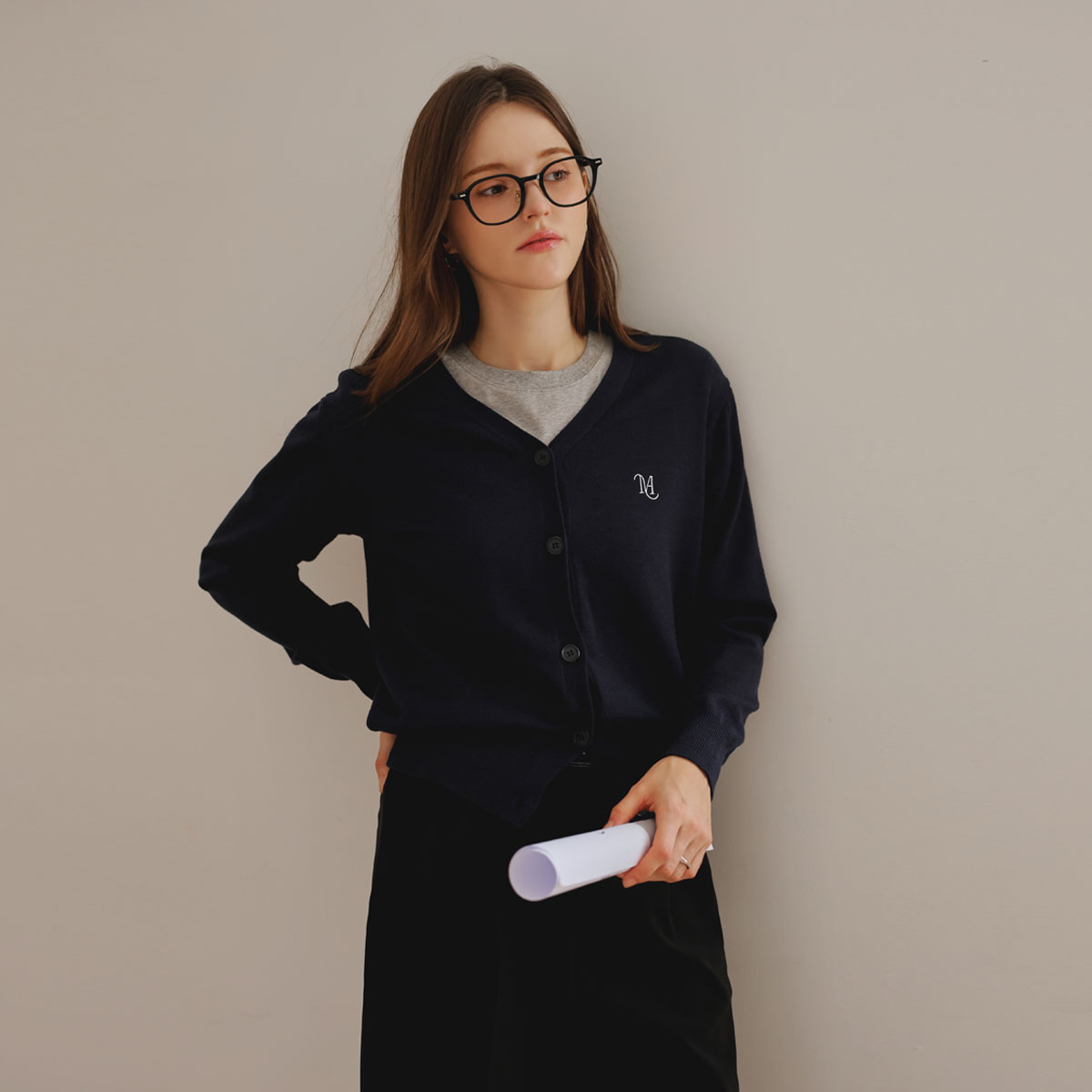 <b>[Made]</b> Plain Embroidery Cardigan
