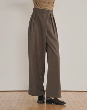 Pintuck Modern Wrap Wide Slacks