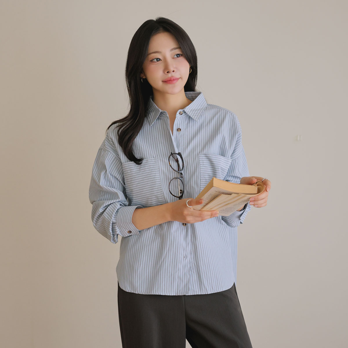Stripe button-up shirt