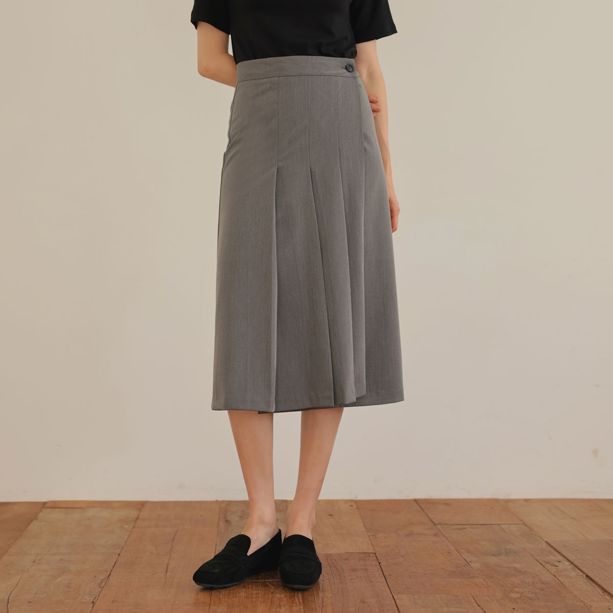 All-day midi wrap pleated skirt