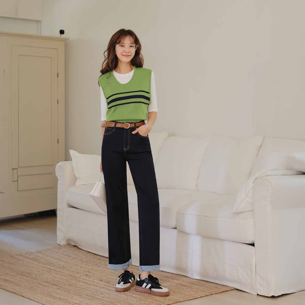 Jelly Tension Semi-Wide Deep Denim Pants