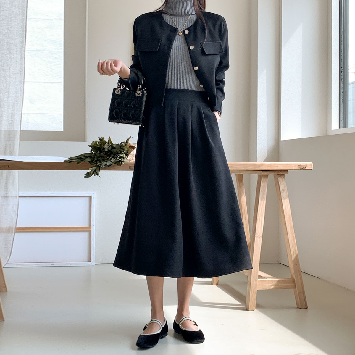 Romantic Old Money Top and Bottom Set (Jacket+Skirt Set)